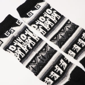 Alpaca Wool Socks Inca and Llama Design Medium Black. Socks for Women Fits Sizes 7-9