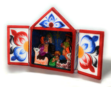 Load image into Gallery viewer, Nativity Scene Diorama Retablo Wood Box Christmas Peruvian Folk Art 4&quot; Tall