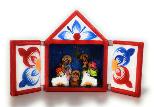 Nativity Scene Miniature Diorama Retablo Wood Box Christmas Peruvian Folk Art 3