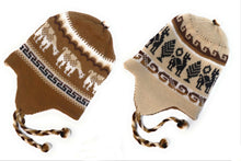 Load image into Gallery viewer, Chullo Alpaca Wool Blend Hat with Earflaps Reversible Camel/Beige Unisex