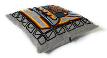 Load image into Gallery viewer, Embroidered Wool Cushion Cover Moche Culture Deity Gray 16" L x 16.75" W