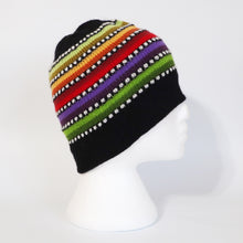 Load image into Gallery viewer, Alpaca Wool Beanie Hat Multicolor Small Dots Black Color Medium Unisex