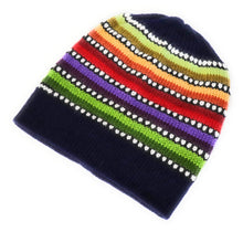 Load image into Gallery viewer, Alpaca Wool Beanie Hat Multicolor Small Dots Black Color Medium Unisex
