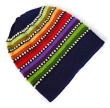Load image into Gallery viewer, Alpaca Wool Beanie Hat Multicolor Small Dots Black Color Medium Unisex