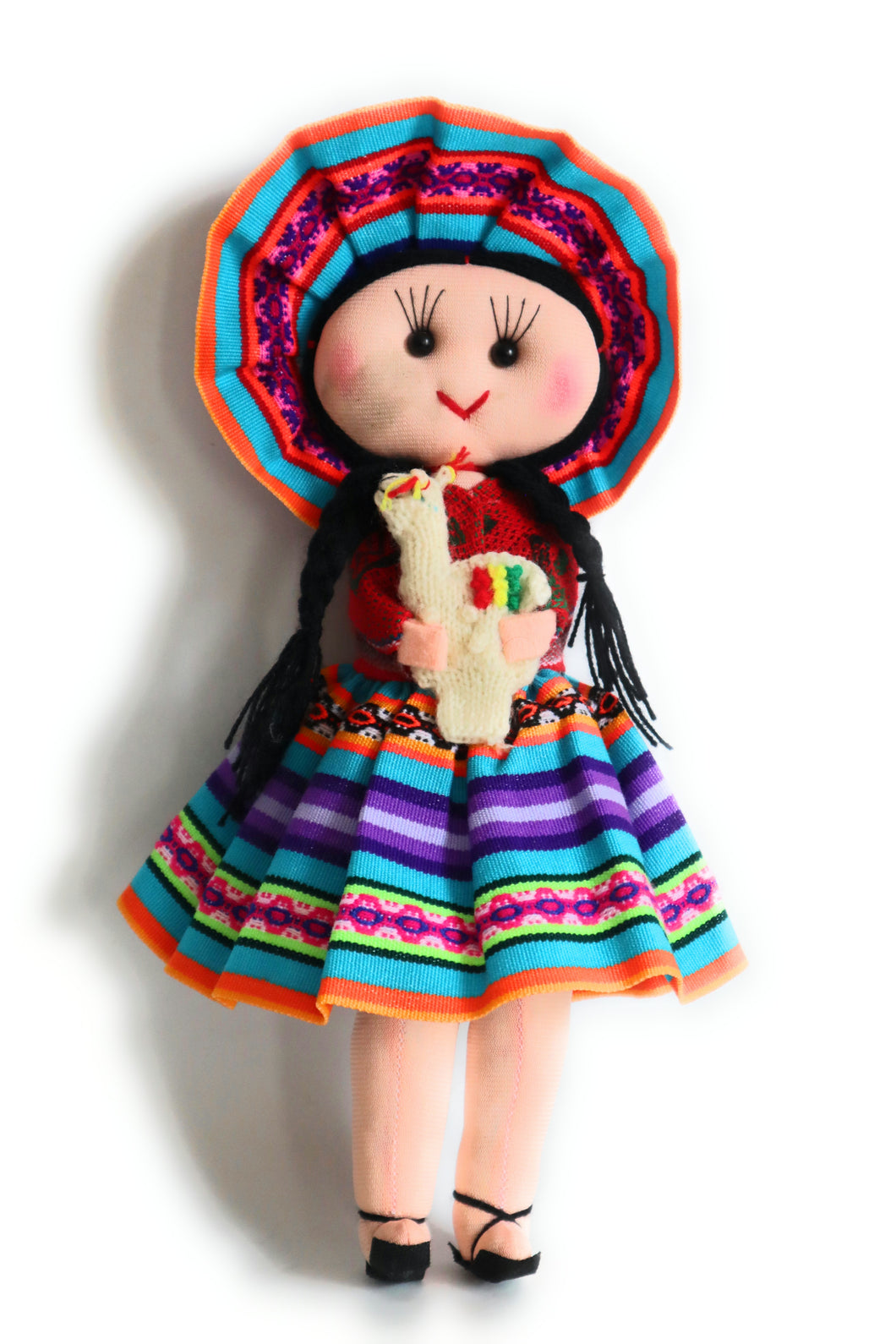 Rag Doll, Cholita Traditional Attire of Countrywoman of The Andes. Handcrafted Decorative Doll. 13.5