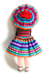 Rag Doll, Cholita Traditional Attire of Countrywoman of The Andes. Handcrafted Decorative Doll. 13.5" Tall.