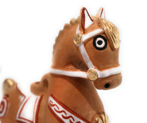 Pucara Horse Natural Color Ceramic  Peruvian Folk Art Pottery Caballo de Pucara Terra-Cotta Natural Color Prosperity Good Luck Amulet 7.5 Inch Tall