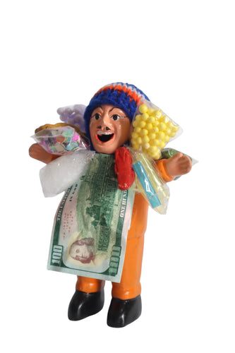 Peruvian Ekeko God of Abundance, Prosperity and Good Luck Amulet Orange 6