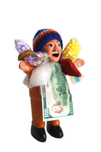 Load image into Gallery viewer, Peruvian Ekeko God of Abundance, Prosperity and Good Luck Amulet Orange 6&quot; Tall