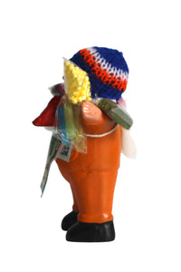 Peruvian Ekeko God of Abundance, Prosperity and Good Luck Amulet Orange 6" Tall