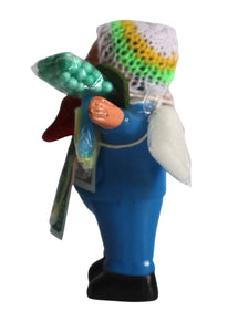 Peruvian Ekeko God of Abundance, Prosperity and Good Luck Amulet Blue 6" Tall