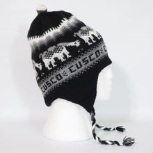 Load image into Gallery viewer, Chullo Alpaca Wool Blend Hat with Earflaps Reversible Black/Dark Gray Unisex
