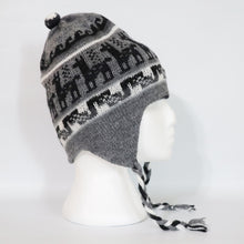 Load image into Gallery viewer, Chullo Alpaca Wool Blend Hat with Earflaps Reversible Black/Dark Gray Unisex