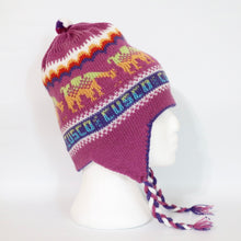 Load image into Gallery viewer, Chullo Alpaca Wool Blend Hat with Earflaps Reversible Lilac/Rose Unisex