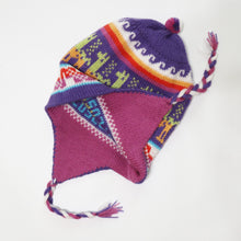 Load image into Gallery viewer, Chullo Alpaca Wool Blend Hat with Earflaps Reversible Lilac/Rose Unisex