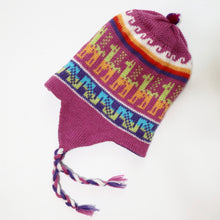 Load image into Gallery viewer, Chullo Alpaca Wool Blend Hat with Earflaps Reversible Lilac/Rose Unisex