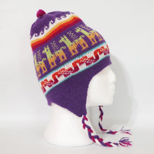 Load image into Gallery viewer, Chullo Alpaca Wool Blend Hat with Earflaps Reversible Magenta/Purple Unisex