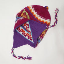 Load image into Gallery viewer, Chullo Alpaca Wool Blend Hat with Earflaps Reversible Magenta/Purple Unisex