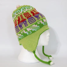 Load image into Gallery viewer, Chullo Alpaca Wool Blend Hat with Earflaps Reversible Pistachio/Green Lime Unisex