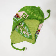 Load image into Gallery viewer, Chullo Alpaca Wool Blend Hat with Earflaps Reversible Pistachio/Green Lime Unisex