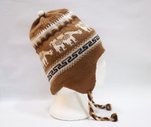 Load image into Gallery viewer, Chullo Alpaca Wool Blend Hat with Earflaps Reversible Camel/Beige Unisex