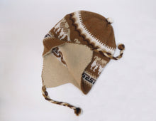 Load image into Gallery viewer, Chullo Alpaca Wool Blend Hat with Earflaps Reversible Camel/Beige Unisex