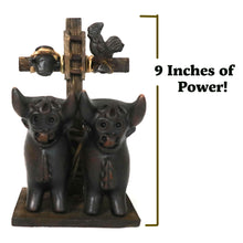 Load image into Gallery viewer, Pucara Bulls Toritos de Pucara Peruvian Ceramic Bulls Amulet Antiqued Pottery Brown Color 9&quot; Tall