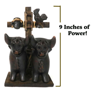 Pucara Bulls Toritos de Pucara Peruvian Ceramic Bulls Amulet Antiqued Pottery Brown Color 9" Tall