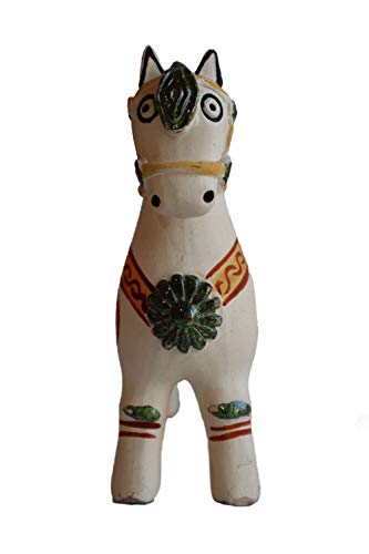 Ceramic Pucara Horse or Peruvian Caballo de Pucara Ivory Color. Colonial Style 8 Inch