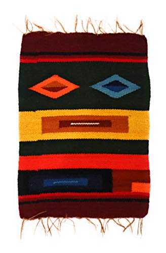 Dining Decor Placemat Peruvian Textile, Multicolor Geometric Figures Inca Culture Design.