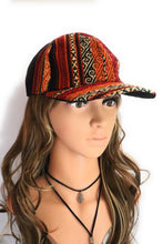 Load image into Gallery viewer, Handwoven Textile Back Strap Cap Visor Adjustable. Multicolor, Unisex.