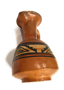 Ceramic Decorative Jar with Single Handle. Inca Culture Design Polychrome. Hand Painted.