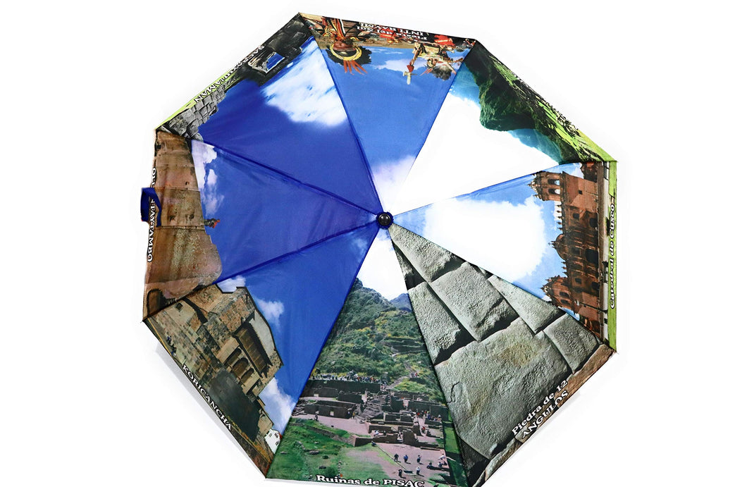Original Umbrella Printed Cusco, Peru Archeological Sites. Inca Culture designs. Lightweight 100% Polyester