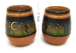 Ceramic Vessels Hand Painted Inca Design 4" Tall