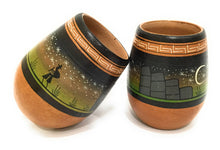 Load image into Gallery viewer, Ceramic Vessels Hand Painted Inca Design 4&quot; Tall