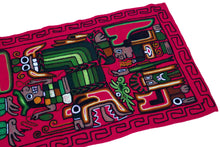 Load image into Gallery viewer, Hand Embroidered Wool Tapestry. Decorative Artwork, Wall Hanging 43.5&quot;L x 21.5&quot; W Fuchsia. Moche Culture