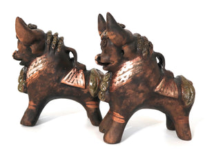 Pucara Bulls Antiqued Toritos de Pucara Ceramic Little Pucara Bulls. 5" Tall Set of 2