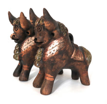 Load image into Gallery viewer, Pucara Bulls Antiqued Toritos de Pucara Ceramic Little Pucara Bulls. 5&quot; Tall Set of 2
