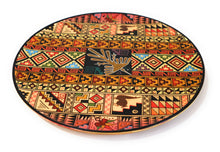 Load image into Gallery viewer, Decorative Wood Plate. Handpainted Multicolor, Geometric Figures, Nazca Lines Diameter: 9.51&quot;