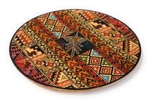 Load image into Gallery viewer, Decorative Wood Plate. Handpainted Multicolor, Geometric Figures, Nazca Lines Diameter: 9.51&quot;