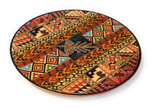 Load image into Gallery viewer, Decorative Wood Plate. Handpainted Multicolor, Geometric Figures, Nazca Lines Diameter: 9.51&quot;