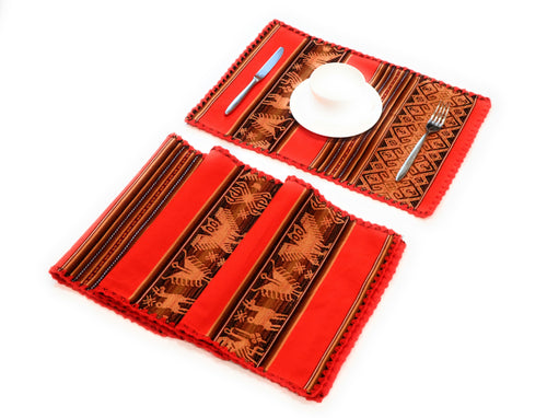 Placemats for Dinner Manta Textile Rustic Native Table Mats Orange Dining Decor Placemats Peruvian Ethnic Textile Manta, Tapestries 16