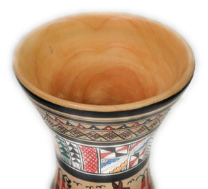 Wood Kero Rustic Vase Inca Culture Hand-Painted 5.25" Tall