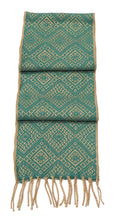 Load image into Gallery viewer, Alpaca Wool Blend Scarf Authentic Peruvian Natural Fiber Wool 60&quot;L x 8&quot;W. Camel &amp; Teal. UNISEX.