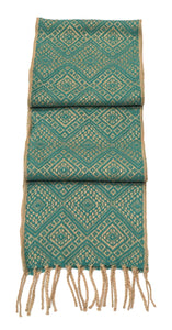 Alpaca Wool Blend Scarf Authentic Peruvian Natural Fiber Wool 60"L x 8"W. Camel & Teal. UNISEX.