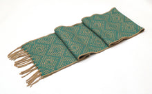 Load image into Gallery viewer, Alpaca Wool Blend Scarf Authentic Peruvian Natural Fiber Wool 60&quot;L x 8&quot;W. Camel &amp; Teal. UNISEX.