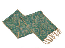 Load image into Gallery viewer, Alpaca Wool Blend Scarf Authentic Peruvian Natural Fiber Wool 60&quot;L x 8&quot;W. Camel &amp; Teal. UNISEX.
