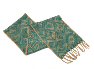 Alpaca Wool Blend Scarf Authentic Peruvian Natural Fiber Wool 60"L x 8"W. Camel & Teal. UNISEX.