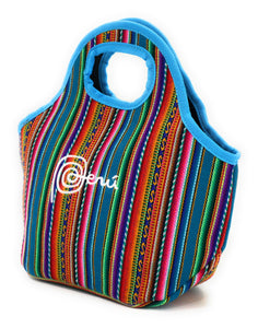 Lunch Box, Handbag, Multicolor, Zippered Peruvian Textile Design 11" Tall