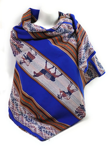 Manta Throw Blanket Manta Peruvian Art, Textile Multicolor Royal Blue